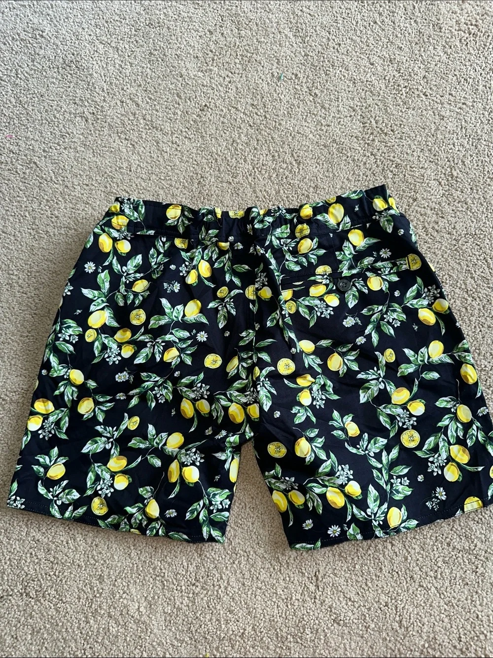 Parke & Ronen lemon print swim trunks
